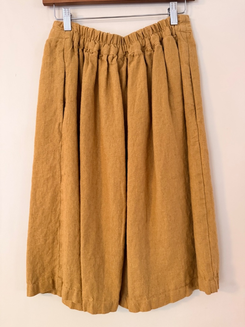 Linen Mill High-Waist Heavy Linen Button-Front Skirt | Honey Gold | M/L - Picture 3 of 7